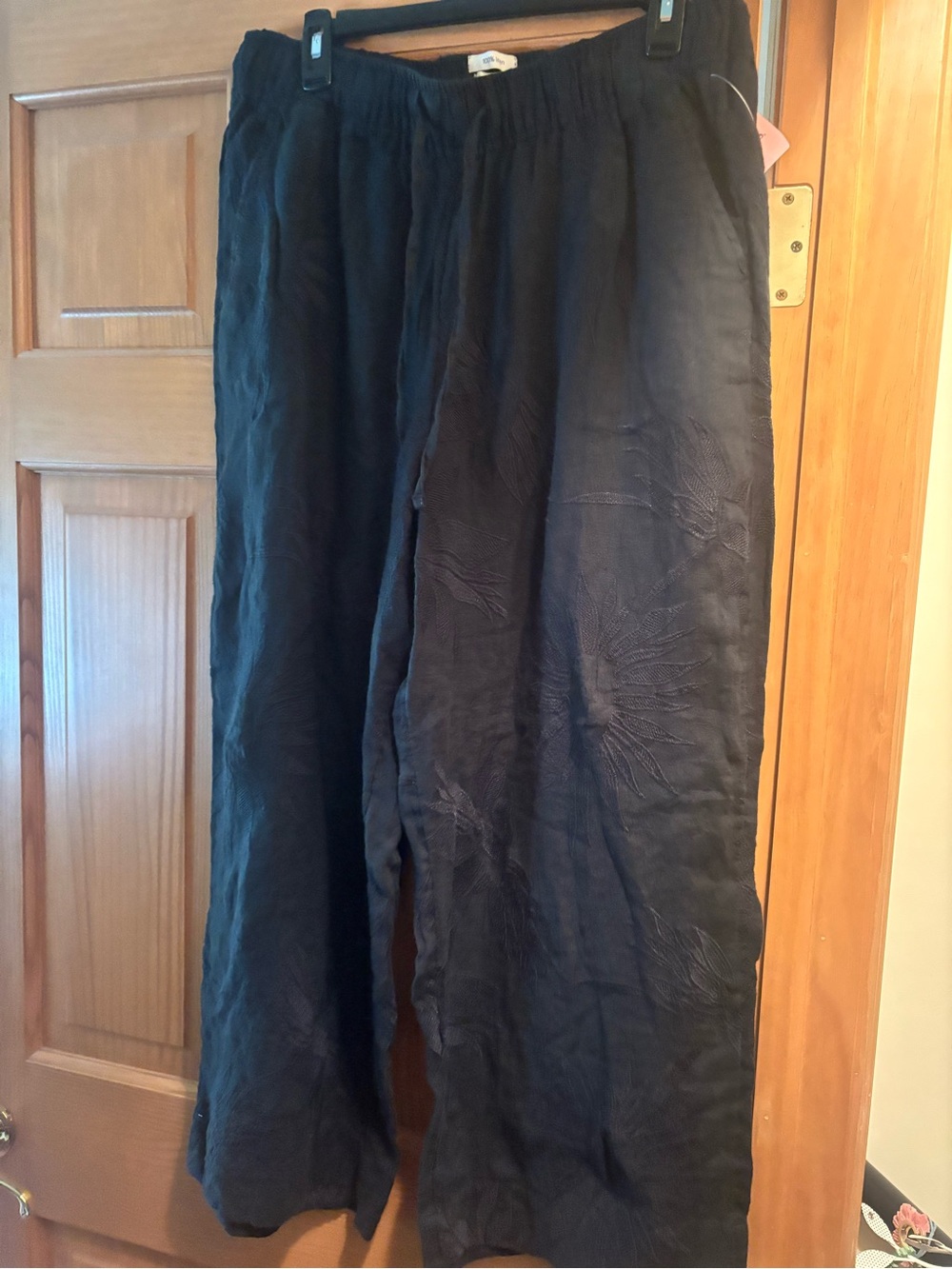 Joie Black Linen Wide-Leg Casual Pants